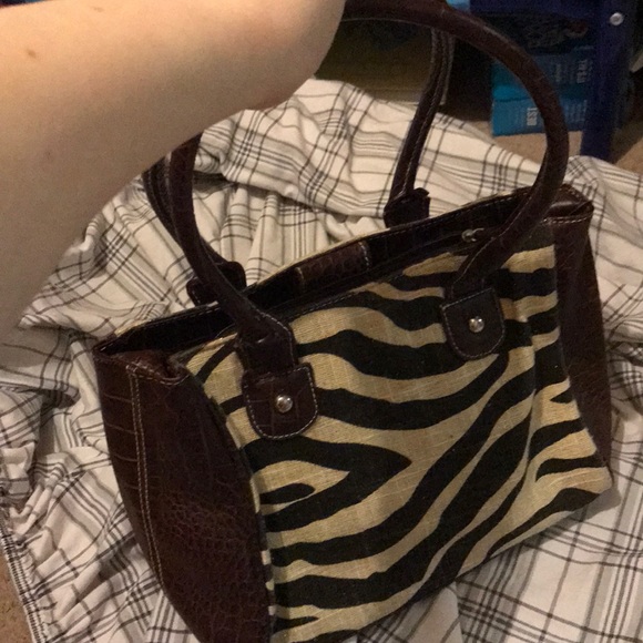 Leather zebra handbag - Picture 2 of 2